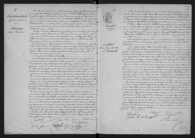 Registre des mariages (1876). Tables alphabétiques (au nom des hommes puis au nom des femmes).