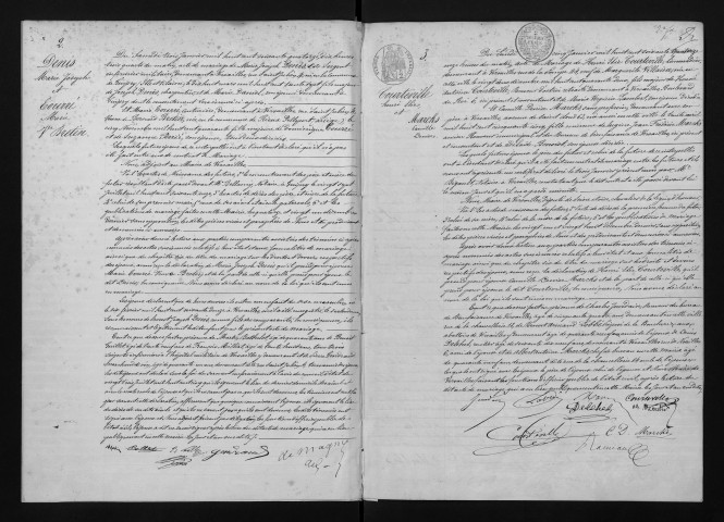 Registre des mariages (1874). Tables alphabétiques (au nom des hommes puis au nom des femmes).