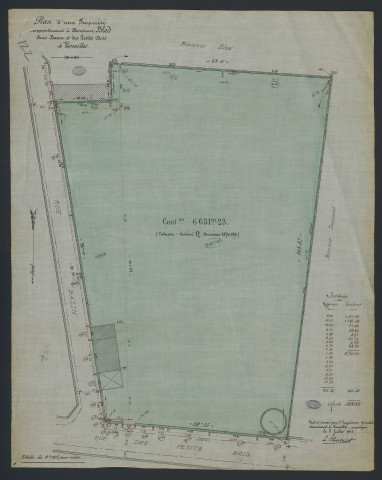 Maisons ouvrières. Propriété appartenant à M. Bled, rue Bazin et des Petits Bois, à Versailles (indication cadastre : section Q, numéros 147 et 149).