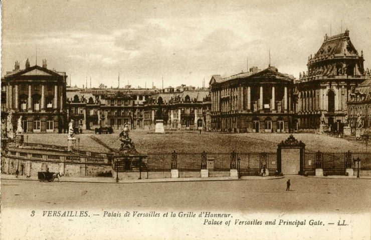 Versailles.- Palais de Versailles et la Grille d'Honneur.