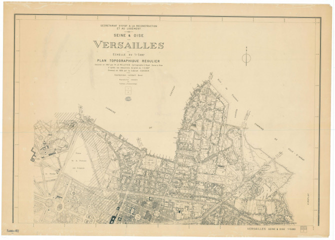 Plan topographique régulier de Versailles, d'après les réductions du plan au 1/2000 dressé en 1956 par le cabinet Danger.