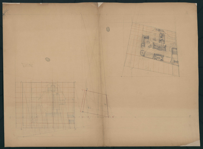 Projet de reconstruction de l'hôtel de ville de Versailles. Perspective générale