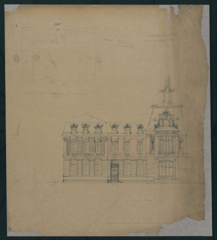 Projet pour la reconstruction de l'hôtel de ville de Versailles. Façade.