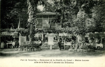 Parc de Versailles - Restaurant de la Flottille du Canal Maison Lecomte - Allée de la Reine (à 5 minutes des Trianons). Héliotypie A. Bourdier, Versailles