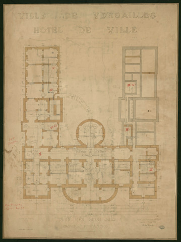 Hôtel de ville de Versailles. Sous-sols, caves et fondations.