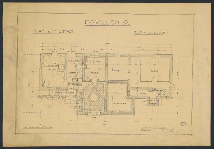 Maisons ouvrières. Legs Meinadier. Pavillon A. Premier étage et caves.