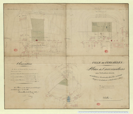 Plan des trois cimetières avec indication exacte des habitations dans leur voisinage jusqu'à la distance de cent mètres (cimetière Notre-Dame).