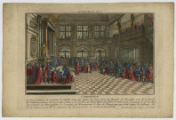 Cérémonie de la prestation de serment de fidélité entre les mains du Roy, dans la Chapelle de Versailles par Mr. Le Marquis de Dangeau.