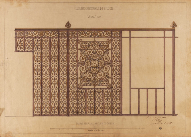 Eglise cathédrale de Saint-Louis à Versailles. Projet de grille autour du choeur.