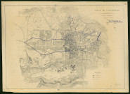 Ville de Versailles. Plan général, plan schématique de l'actuel réseau d'assainissement (avec annotations manuscrites).