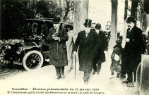 Versailles - Élection présidentielle du 17 janvier 1913. M. Clemenceau, quitte l'hôtel des Réservoirs et se rend à la salle du Congrès. F. Fleury, photo-Imp.-édit., Pairs