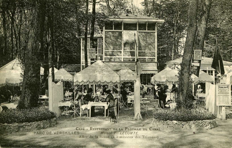 Parc de Versailles - Café-restaurant de la Flotille du Canal. Maison F. Lecomte - Allée de la Reine (à 5 minutes des Trianons). E.L.D.