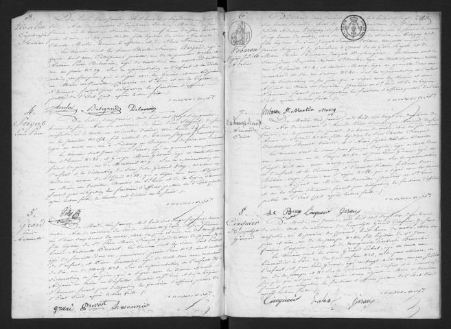 Registre des naissances (1826). Table alphabétique.