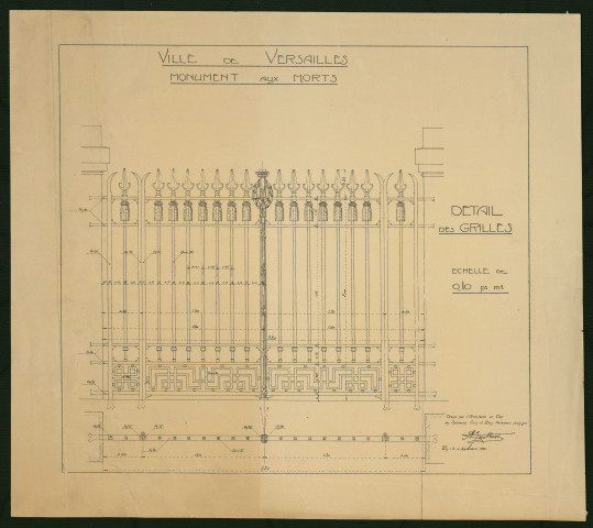 Monument aux Morts. Détail des grilles.