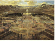 Pierre Patel (1605-1676). Vue perspective du château de Versailles et des jardins prise de l'avenue de Paris en 1668. Huile sur toile, 1,15 x 1,61 m.ParisR.M.N.