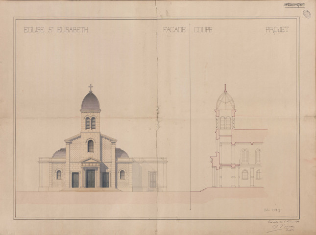 Eglise Sainte-Elisabeth. Projet.