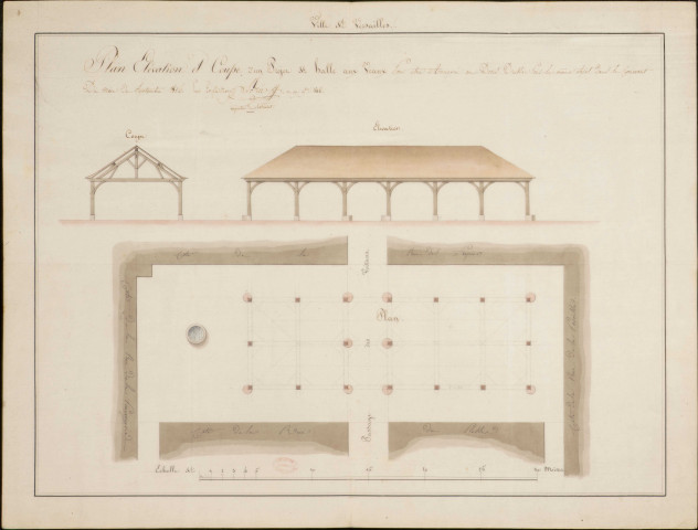 Marché Notre-Dame. Projet de halle aux veaux, pour être annexé au devis dressé pour le même objet dans le courant du mois de septembre 1816 pour expédition.