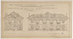 Maisons ouvrières. Legs Meinadier. Pavillon A. Façades latérale et postérieure.