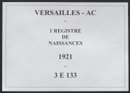Registre des naissances (24 juillet-31 décembre 1921). Table alphabétique.