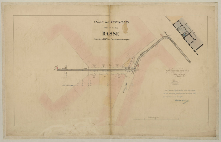 Ville de Versailles. Basse (rue).Petite-Place, Madame (rue de), Pompe (rue de la). Ecurie de la reine.
