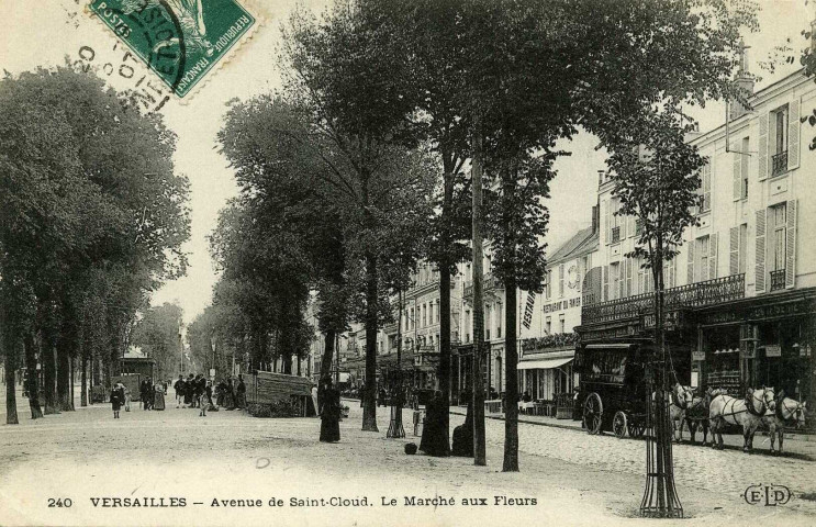 Versailles - Avenue de Saint-Cloud - Le marché aux fleurs. E.L.D.