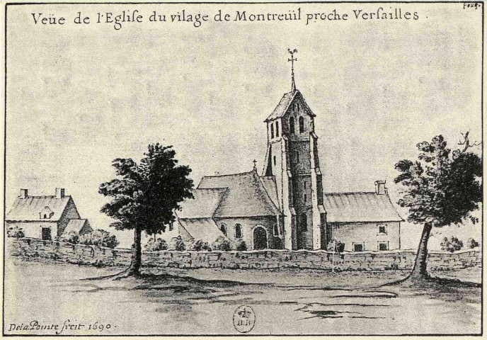 Vue de l'église du village de Montreuil proche Versailles. Versailles - Saint-Symphorien. L'ancienne église.