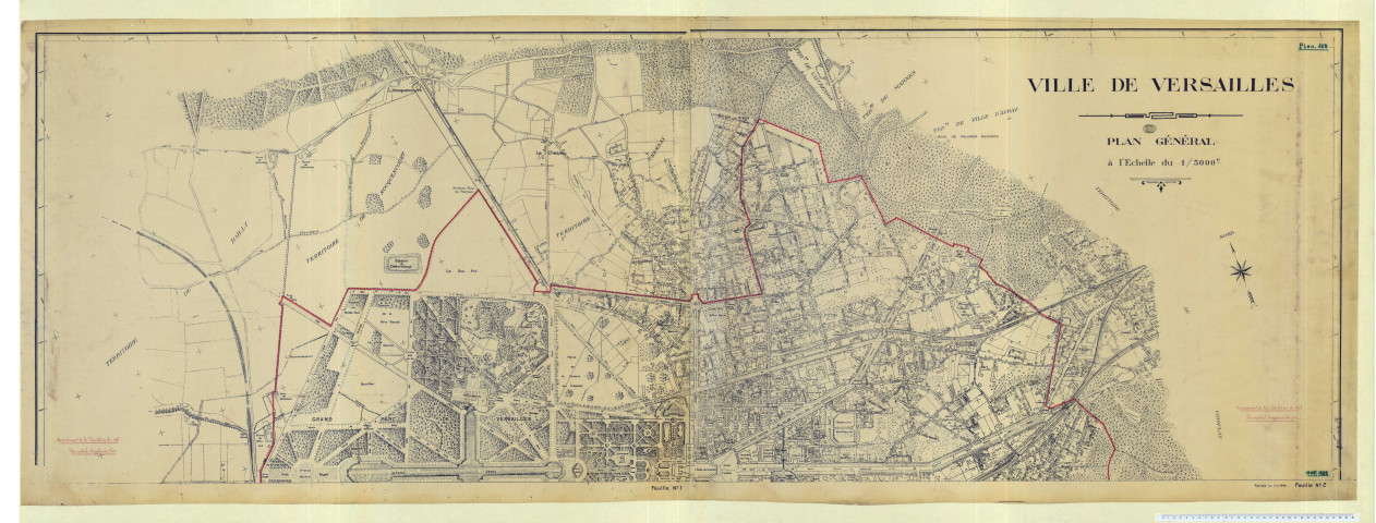 Plan général de la ville de Versailles. Recensement de la population de 1968. Périmètres d'agglomération. Entreprise Photo-aériennes Moreau