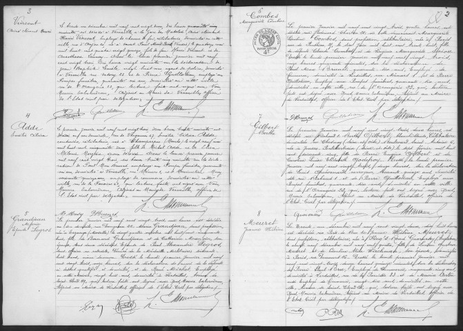 Registre des décès (1923). Table alphabétique.