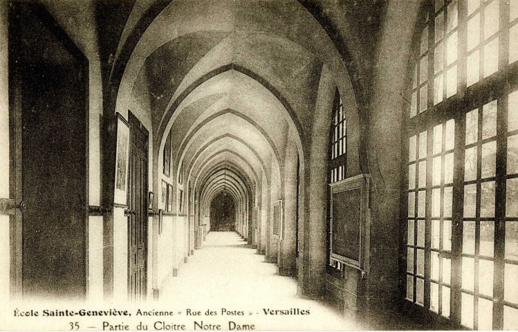 École Sainte-Geneviève, Ancienne "Rue des Postes" - Versailles. Partie du cloître Notre-Dame. Éditions J. David et E. Vallois, 99 rue de Rennes, Paris