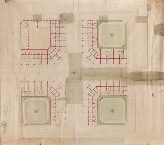 Projet pour la transformation des baraques de la place du marché Saint-Louis et la construction d'une école communale dans la partie nord-ouest. Rez-de-chaussée.