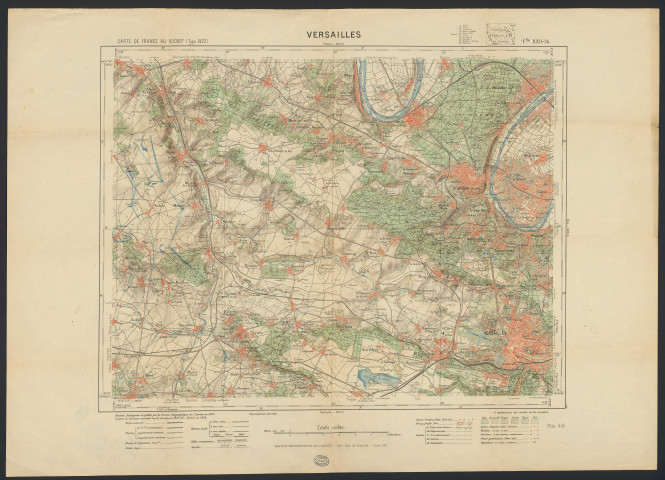 Plan de Versailles. Carte de France au 50000e (type 1922), feuille XXII-14.