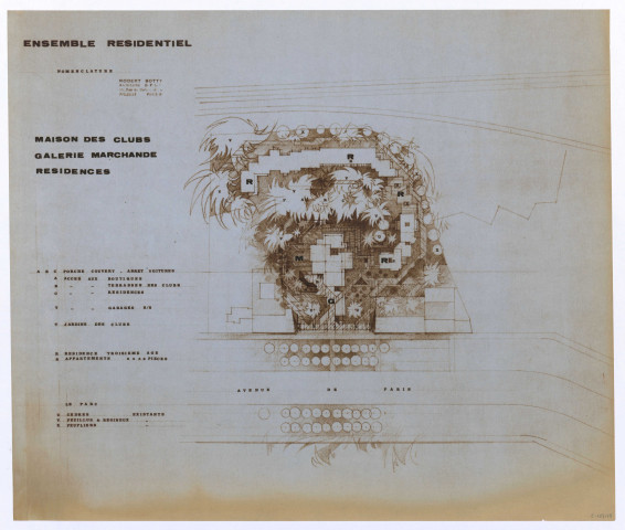 Avenue de Paris. Ensemble résidentiel Maison des Clubs et résidence (3 planches).