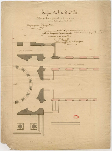 Hospice civil de Versailles. Rez-de-chaussée de la partie de l'aile à construire suivant le devis fait en juillet 1811.