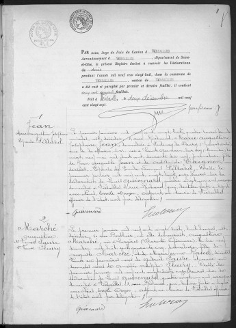 Registre des décès (1928). Table alphabétique.