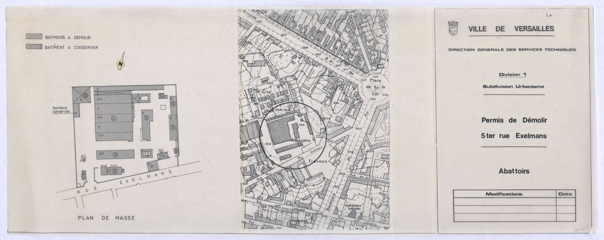 Permis de démolir du 5 ter, rue Exelmans. Plan de masse [abattoirs].
