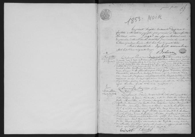 Registre des décès (1853). Table alphabétique.