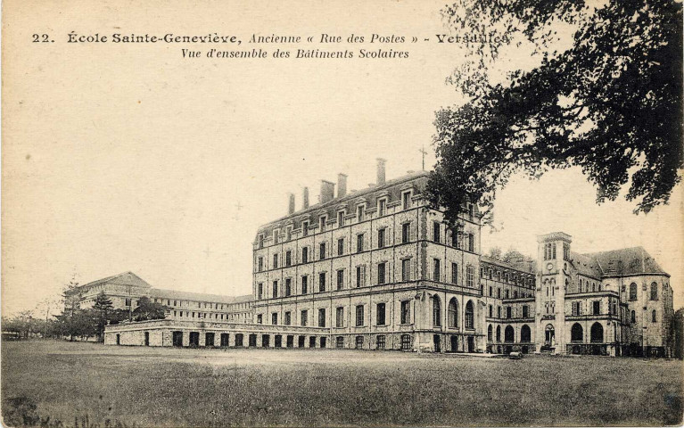 École Sainte-Geneviève, Ancienne "Rue des Postes" - Versailles - Vue d'ensemble des Bâtiments Scolaires. Édition J. David - E. Vallois, Paris