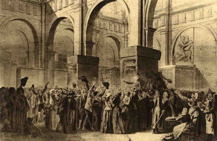 Bibliothèque de Versailles. Louis Léopold Boilly "Le triomphe de Marat" (dessin au Lavis). Cliché M. Bréchin