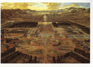 Vue perspective de la place d'Armes en 1668. Tableau de Pierre Patel (1620-1676). Salles du XVII° siècle. Éditions Art Lys, Versailles