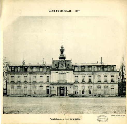Mairie de Versailles. Façade intérieure (cour de la Mairie) et façade sur l'avenue Thiers.