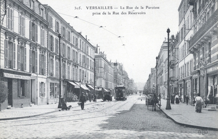 Versailles - Rue de la Paroisse prise de la Rue des Réservoirs. E.L.D.