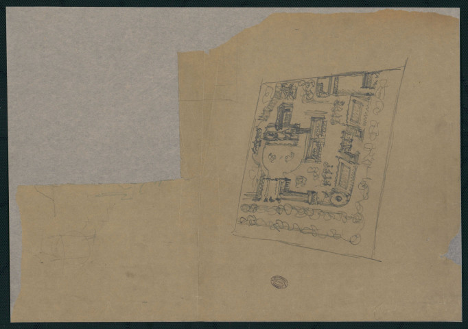 Projet de reconstruction de l'hôtel de ville de Versailles. Croquis d'ensemble.