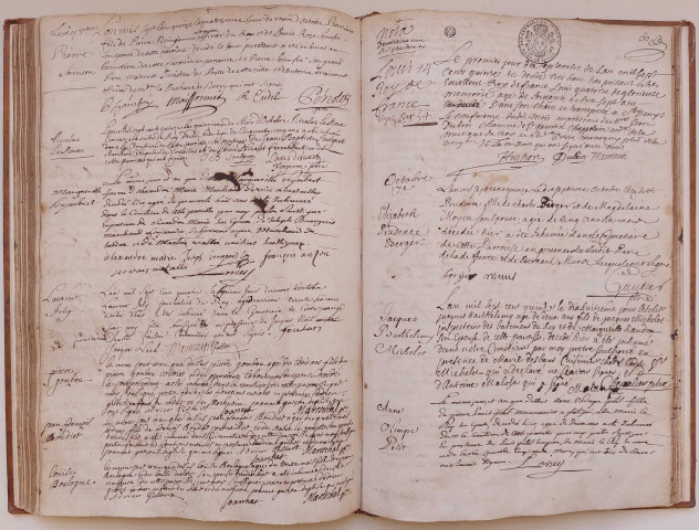 Acte de décès de Louis XIV, roi de France.