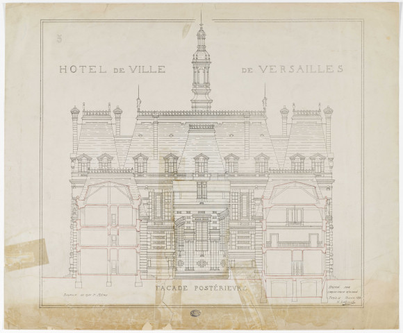 Hôtel de ville de Versailles. Façade postérieure.