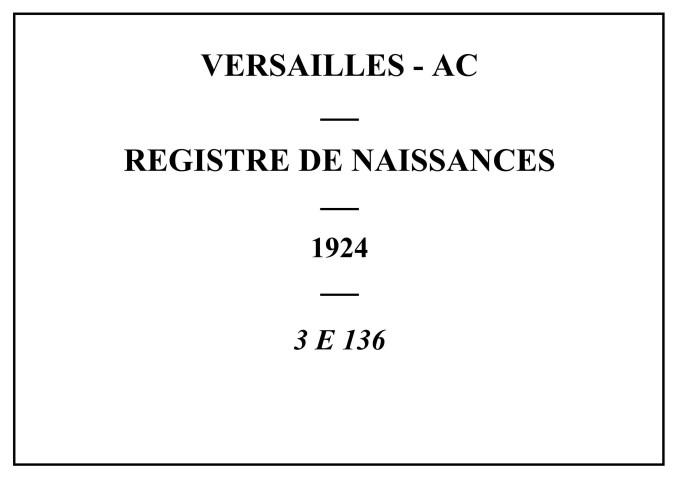 Registre des naissances (1924). Table alphabétique.