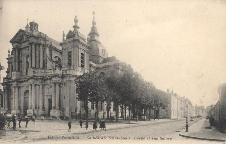 Versailles - Cathédrale Saint-Louis, évêché et rue Satory. A. Bourdier, impr.-édit., Versailles