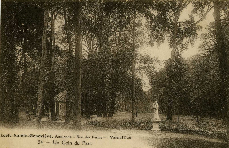 École Sainte-Geneviève, Ancienne "Rue des Postes" Versailles - Un Coin du Parc. J. David et E. Vallois, 99 rue de Rennes, Paris