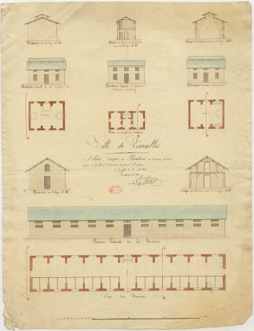 Bouveries, fonderies, triperies et pavillon d'habitation dépendant de l'abattoir.