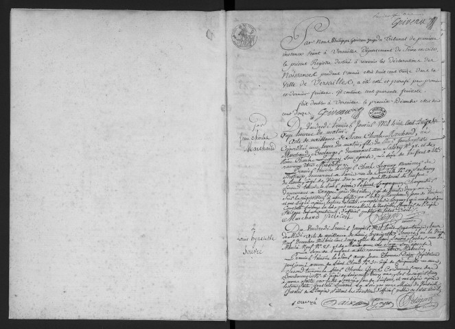 Registre des naissances (1813). Table alphabétique.