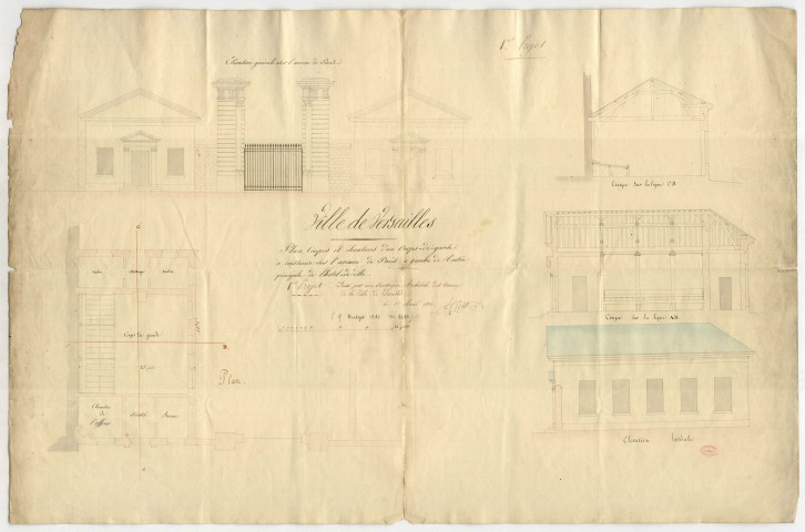 Corps de garde à construire sur l'avenue de Paris, à gauche de l'entrée principale de l'hôtel de ville. Premier projet.